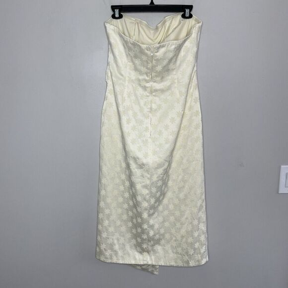 C/MEO Collective Elate Midi Dress Women Large Pale Yellow Floral Brocade Sheath - Picture 7 of 13